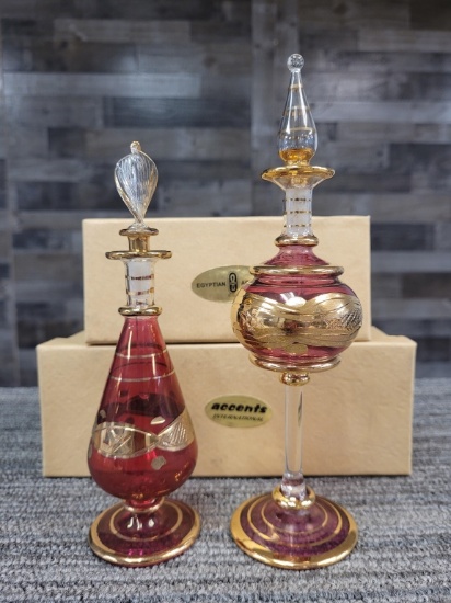 EGYPTIAN HAND BLOWN GLASS PERFUME BOTTLES