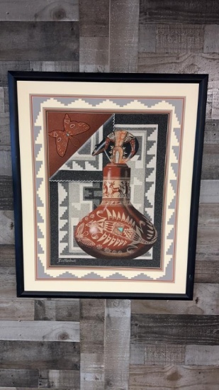 NAVAJO STILL LIFE SAND PAINTING BY E. BAATSOSLANII