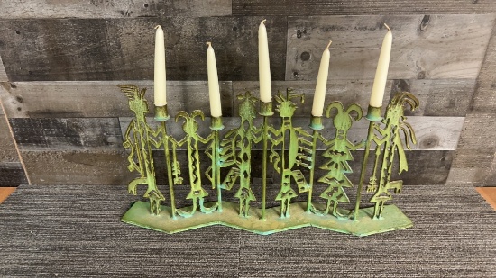 NATIVE AMERICAN IRON YEI SCULPTURE CANDLEABRA