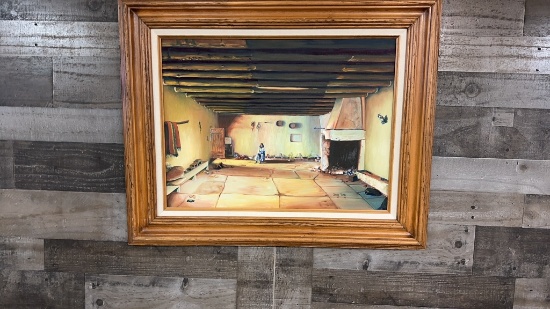 "INTERIOR OF ZUNI HOME" PAINTING BY IRVING TODDY