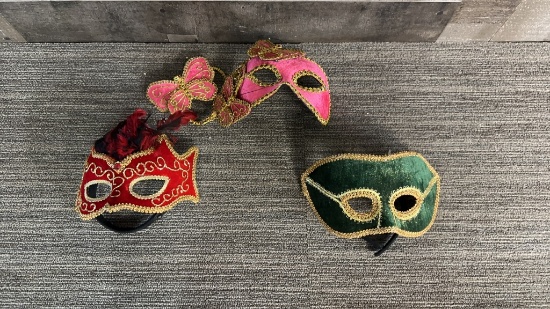 3) VELVET MARDI GRAS MASKS