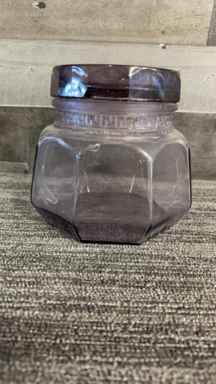 ANTIQUE AMETHYST GLASS TOBACCO HUMIDOR JAR