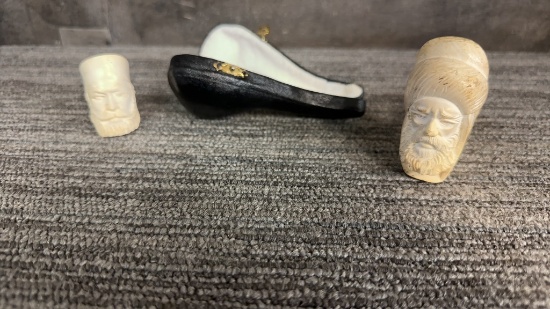 2) VTG MEERSCHAUM STYLE FIGURAL PIPES
