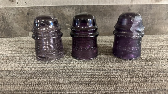VINTAGE AMETHYST GLASS INSULATORS