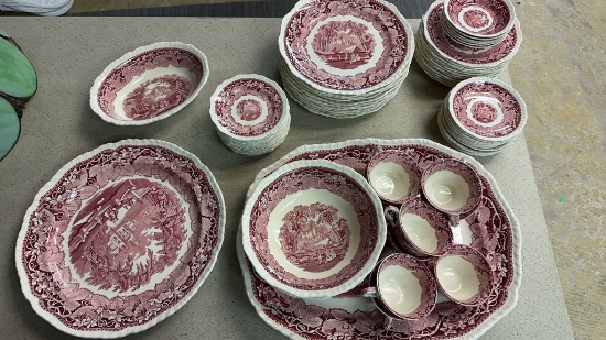 VTG MASON'S PINK VISTA IRONSTONE 71PC CHINA SET