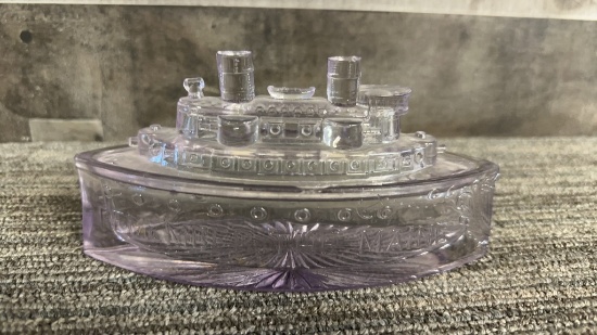 VTG "REMEMBER THE MAINE" SHIP SHAPED COVERED DISH
