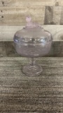 EAPG AMETHYST GLASS DOG FIGURAL COVERED DISHFROST