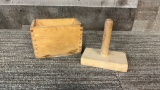 ANTIQUE WOODEN RECTANGULAR BUTTER MOLD PRESS