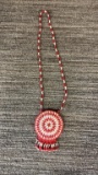 NATIVE AMERICAN SEED BEAD MEDALLION NECKLACE