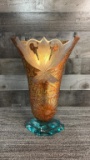 SALVATORE POLIZZI STYLE ART GLASS VASE SIGNED