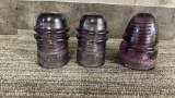 VINTAGE AMETHYST GLASS INSULATORS
