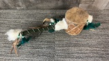 NATIVE AMERICAN RAWHIDE DRUM RATTLE SHAKER