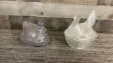 GLASS DUCK & ROOSTER LIDDED DISH