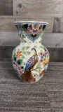 D.P. DELFT POLYCHROME PEACOCK VASE