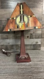 CIRCLE BEAD TIFFANY SLAG GLASS TABLE LAMP