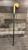 WOOD CARVED SWAN HEAD WALKING STICK CANE
