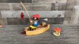 VTG STEINBACH REUGE FISHERMAN BOAT MUSIC BOX