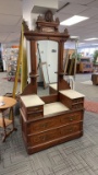 ANTIQUE WHITE MARBLE TOP VANITY