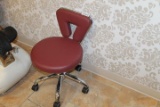 Rolling Manicure / Pedicure Chair, Vinyl Cushion and SS Frame Adjustable Height Chair