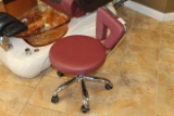 Rolling Manicure / Pedicure Chair, Vinyl Cushion and SS Frame Adjustable Height Chair