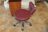 Rolling Manicure / Pedicure Chair, Vinyl Cushion and SS Frame Adjustable Height Chair