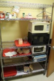 Contents of Rack Including Microwaves, Trays and misc Items