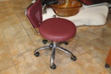 Rolling Manicure / Pedicure Chair, Vinyl Cushion and SS Frame Adjustable Height Chair