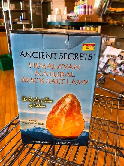 Ancient Secrets Himalayan Natural Rock Salt Lamp, Large w/ Wood Base