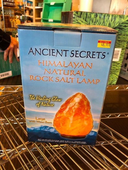 Ancient Secrets Himalayan Natural Rock Salt Lamp, Large w/ Wood Base