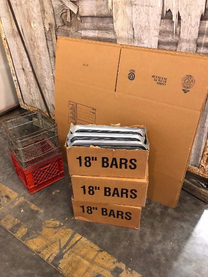 3 Boxes of 18" Bars, 7 Boxes 23" x 23" x 20", 2 Crates