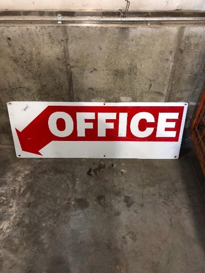 Tin Office Arrow Sign, 17" x 48"