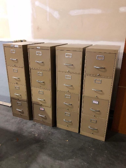 Lot of 4 Metal File Cabinets
