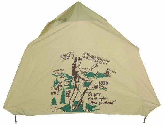 Davy Crockett tent, Exc cond w/light soil, larger size.