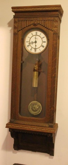 Gilbert 8 Day Oak Weight Driven Time Only Wall Clock