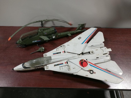 Lot of 2 1983 G.I. Joe Dragonfly Helicopter and Sky Striker Jet