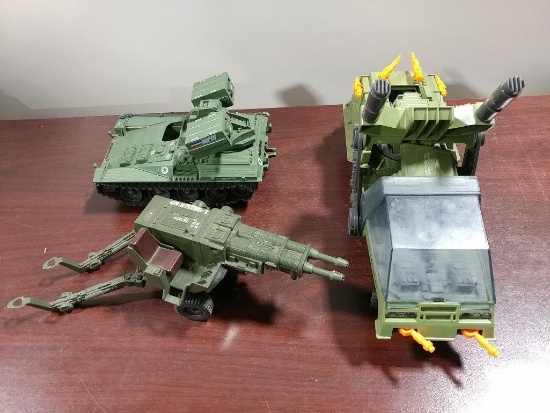 Lot of 3 G.I.Joe Toys Including 2 Tanks, 1 and an Anti Aircraft Gun