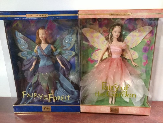 Lot of 2 Barbies By Mattel Including Fairy of the Forest and Fairy of the Garden