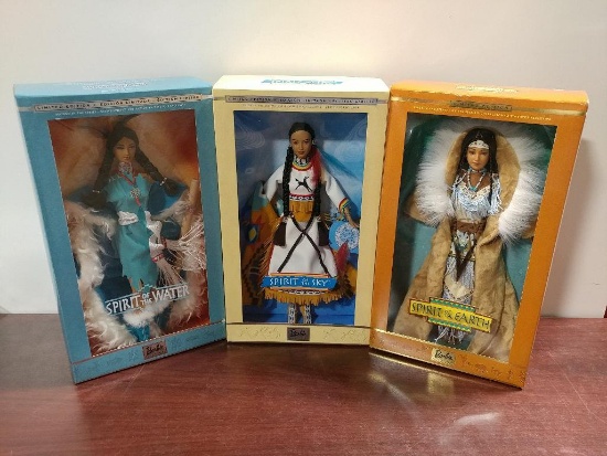Lot of 3 Barbies By Mattel Including Spirit of the Sky, Earth and Water