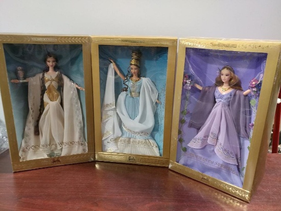 Lot of 3 Goddess Barbie's By Mattel Including Goddess of Wisdom, Spring and Beauty