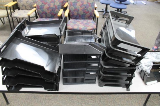 Lot of 23 Plastic Stackable Office Trays