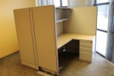 2 Person Cubical System w/2 Desks, Upper and Lower Cabinets