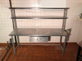 Stainless Steel NSF Prep Table w/ Two Upper Shelves & Can Opener, Center Drawer, 71