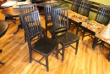 Lot of 4 Solid Wood Restaurant Chairs, Slat Back, Made in Malaysia