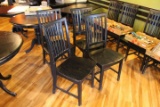 Lot of 4 Solid Wood Restaurant Chairs, Slat Back, Made in Malaysia