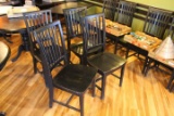 Lot of 4 Solid Wood Restaurant Chairs, Slat Back, Made in Malaysia