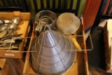 Lot of 3 Flour Sifter, Collander and Collandar Rack, NSF