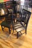 Lot of 4 Solid Wood Restaurant Chairs, Slat Back, Made in Malaysia