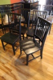 Lot of 4 Solid Wood Restaurant Chairs, Slat Back, Made in Malaysia