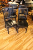 Lot of 4 Solid Wood Restaurant Chairs, Slat Back, Made in Malaysia