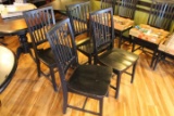 Lot of 4 Solid Wood Restaurant Chairs, Slat Back, Made in Malaysia